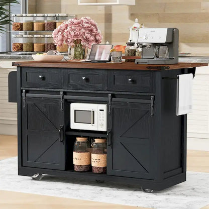 Kitchen Island with Power Outlet and Drop Leaf tabletop by Harper&Bright Designs