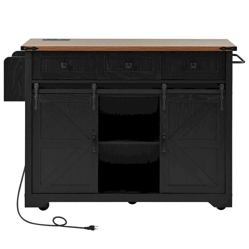 Kitchen Island with Power Outlet and Drop Leaf tabletop by Harper&Bright Designs