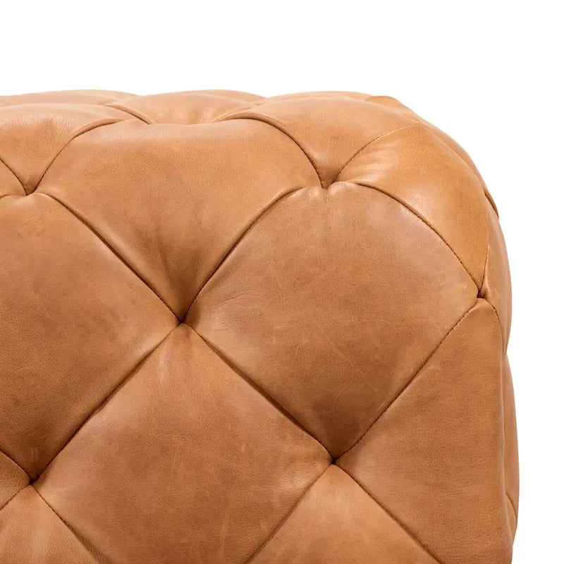 Poly & Bark Turin Leather Ottoman in Cognac Tan