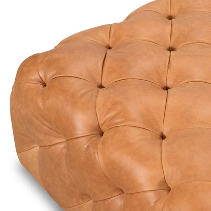Poly & Bark Turin Leather Ottoman in Cognac Tan