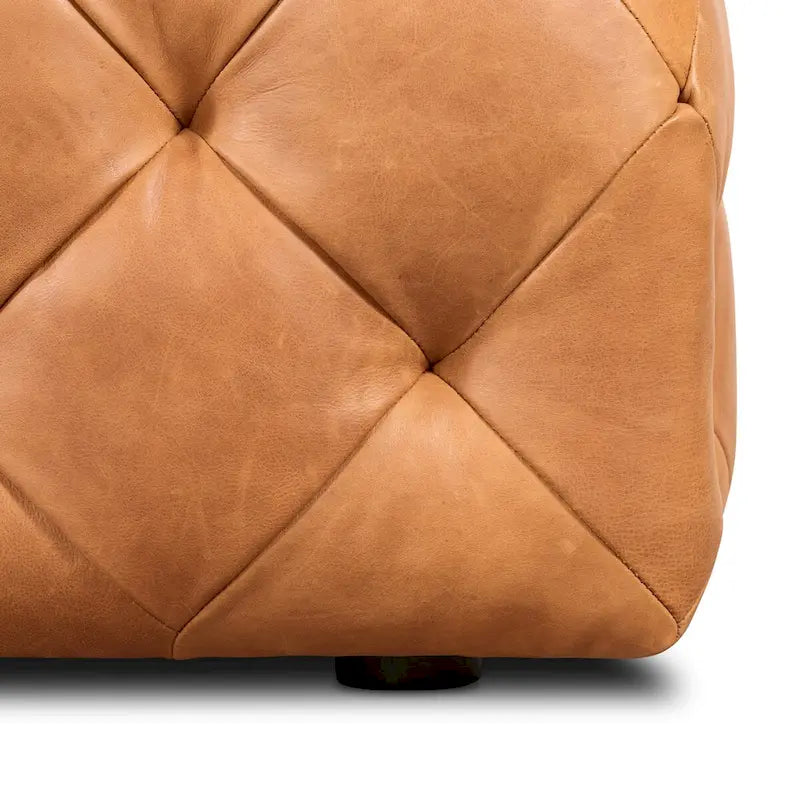 Poly & Bark Turin Leather Ottoman in Cognac Tan