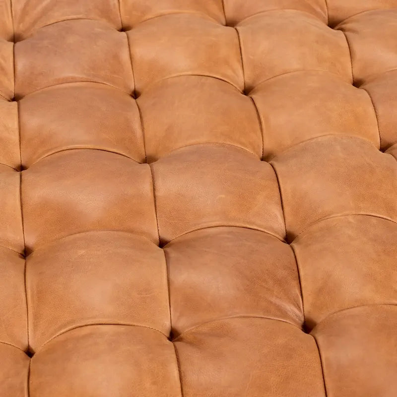 Poly & Bark Turin Leather Ottoman in Cognac Tan