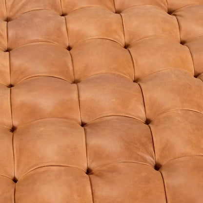 Poly & Bark Turin Leather Ottoman in Cognac Tan