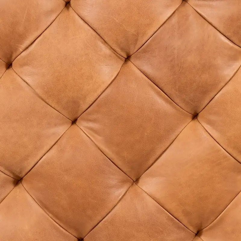 Poly & Bark Turin Leather Ottoman in Cognac Tan