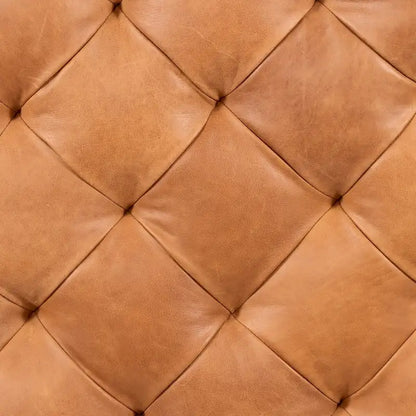 Poly & Bark Turin Leather Ottoman in Cognac Tan