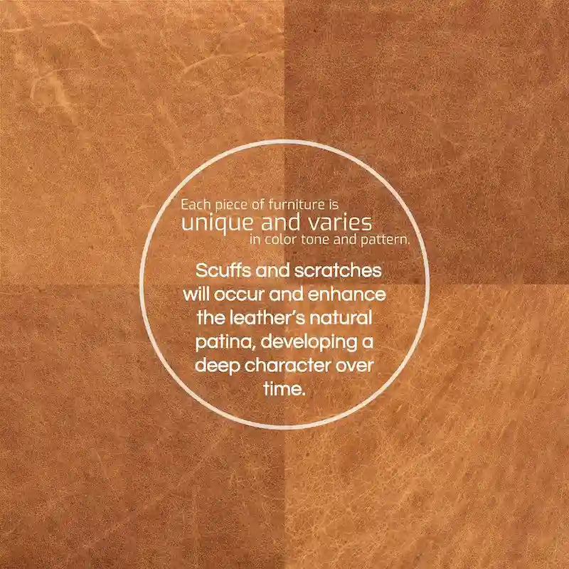 Poly & Bark Turin Leather Ottoman in Cognac Tan