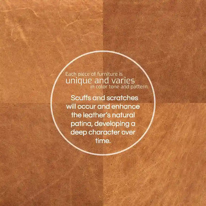 Poly & Bark Turin Leather Ottoman in Cognac Tan