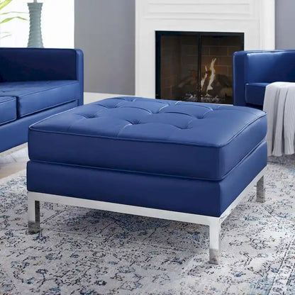 Loft Tufted Vegan Leather Ottoman