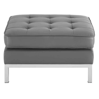 Loft Tufted Vegan Leather Ottoman