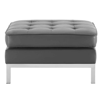 Loft Tufted Vegan Leather Ottoman