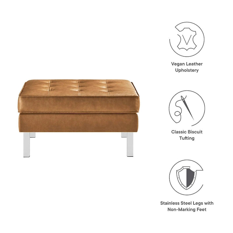 Loft Tufted Vegan Leather Ottoman