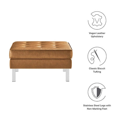 Loft Tufted Vegan Leather Ottoman