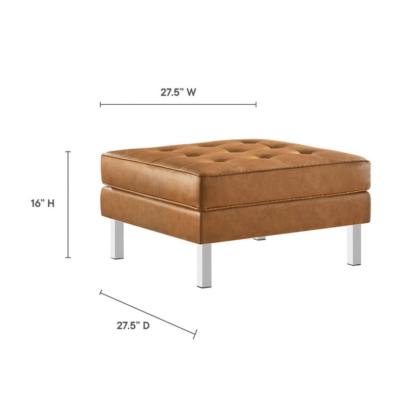 Loft Tufted Vegan Leather Ottoman