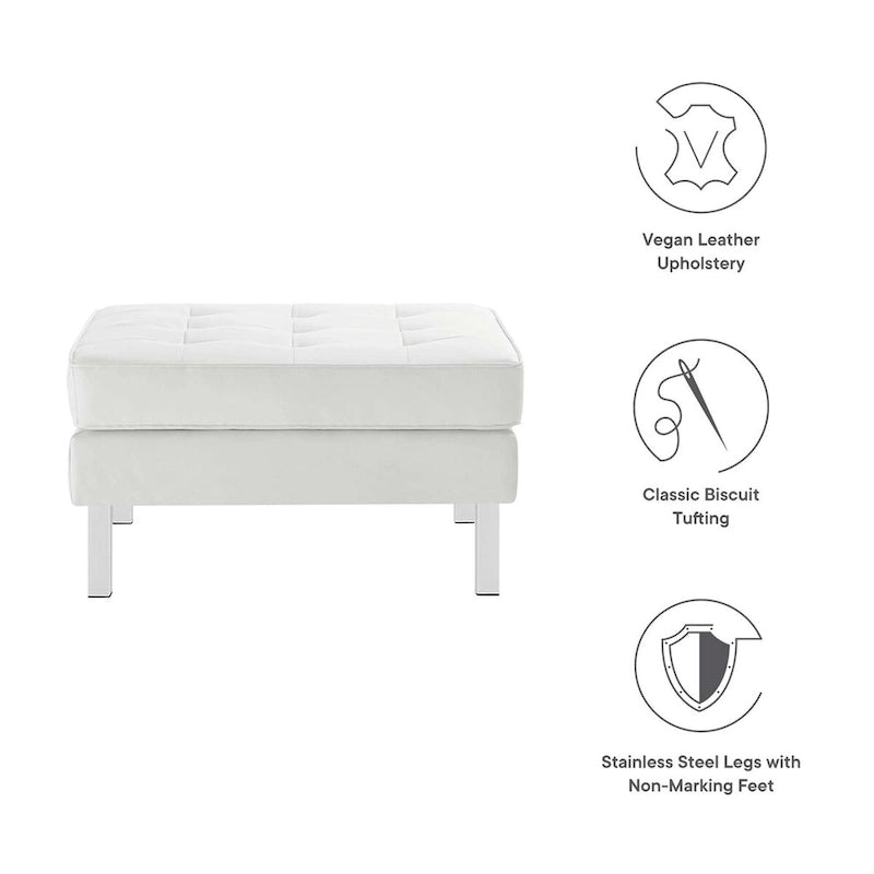 Loft Tufted Vegan Leather Ottoman