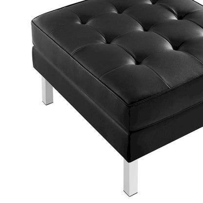 Loft Tufted Vegan Leather Ottoman