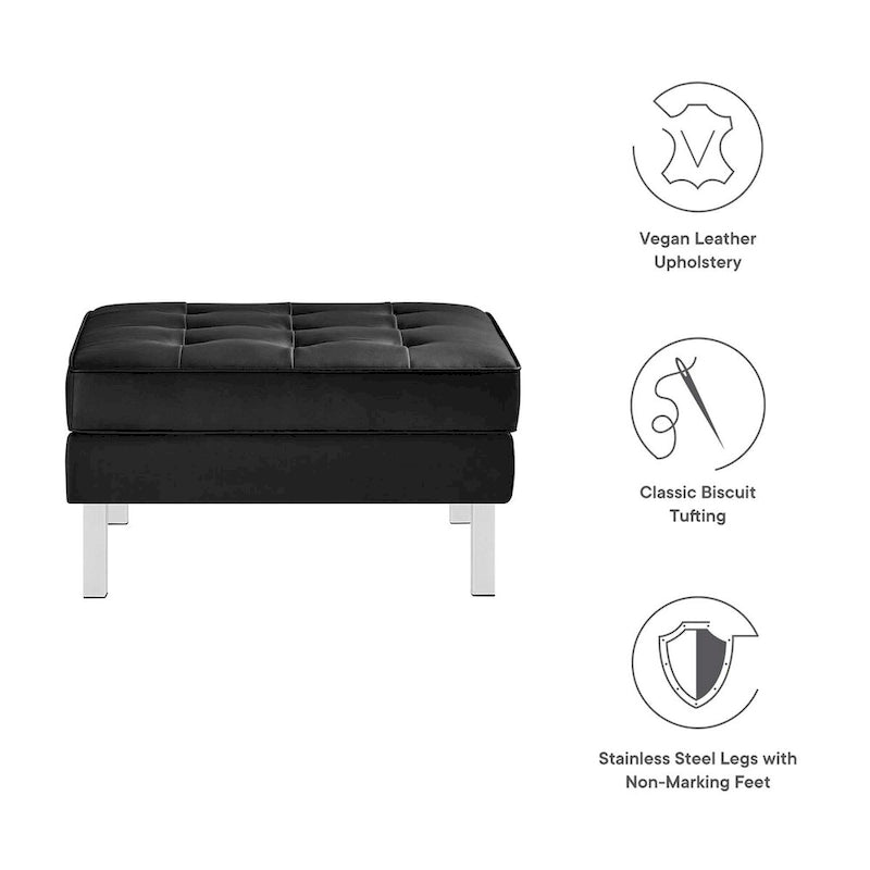 Loft Tufted Vegan Leather Ottoman