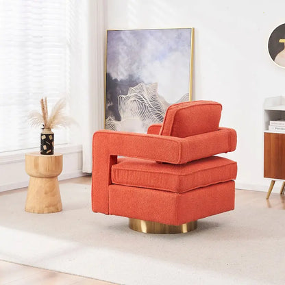 Ouyessir Modern Upholstered Swivel Accent Chair with Hollow-back & Golden Base