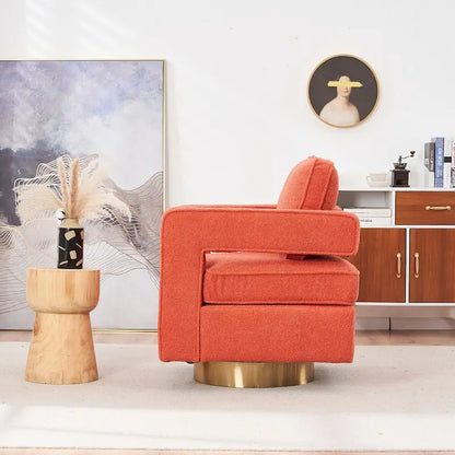 Ouyessir Modern Upholstered Swivel Accent Chair with Hollow-back & Golden Base