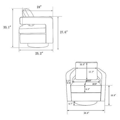 Ouyessir Modern Upholstered Swivel Accent Chair with Hollow-back & Golden Base