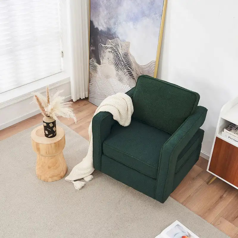 Ouyessir Modern Upholstered Swivel Accent Chair with Hollow-back & Golden Base