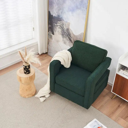 Ouyessir Modern Upholstered Swivel Accent Chair with Hollow-back & Golden Base