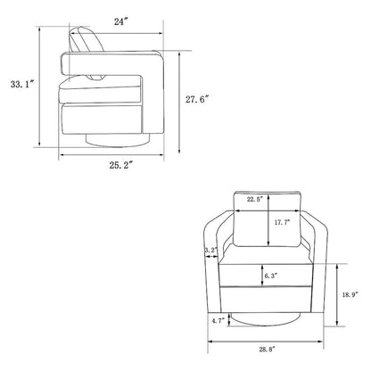 Ouyessir Modern Upholstered Swivel Accent Chair with Hollow-back & Golden Base