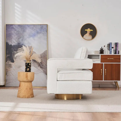 Ouyessir Modern Upholstered Swivel Accent Chair with Hollow-back & Golden Base