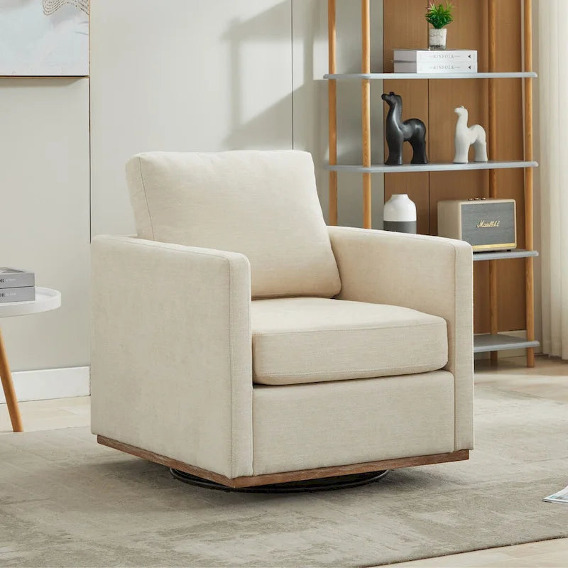 Mid Century Modern Swivel Accent Chair, 360 Degree Swivel Armchair For Living Room, Bedroom