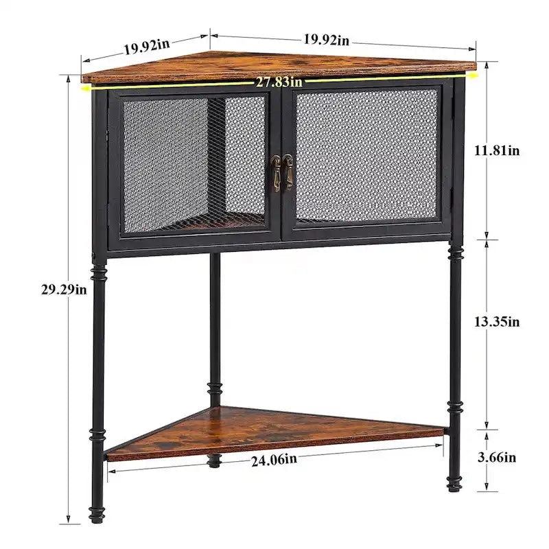 Javlergo Corner Table with Drawer and Storage Shelf - 19.92  x 19.92  x 29.29