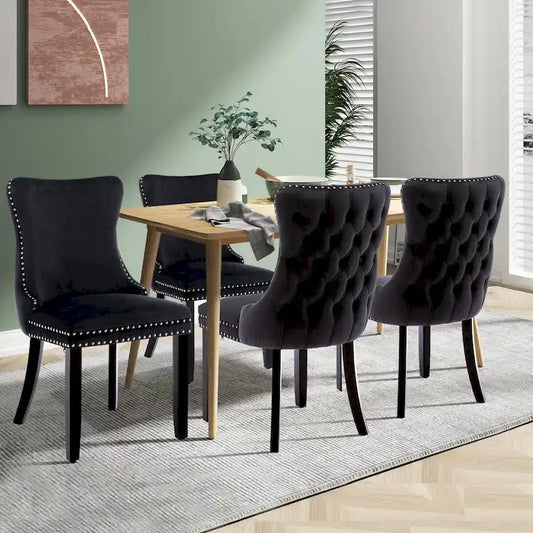 KATA Velvet Upholstered Wingback Dining Chairs Set of 4