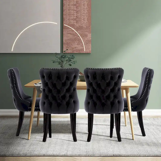 KATA Velvet Upholstered Wingback Dining Chairs Set of 4