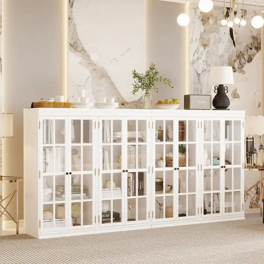 Sophisticated Storage Ensemble: Buffet Sideboard Bookshelf Cabinet