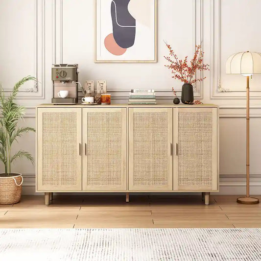 62.20 Elegant and Functional 4-Door Rattan Sideboard/Buffet