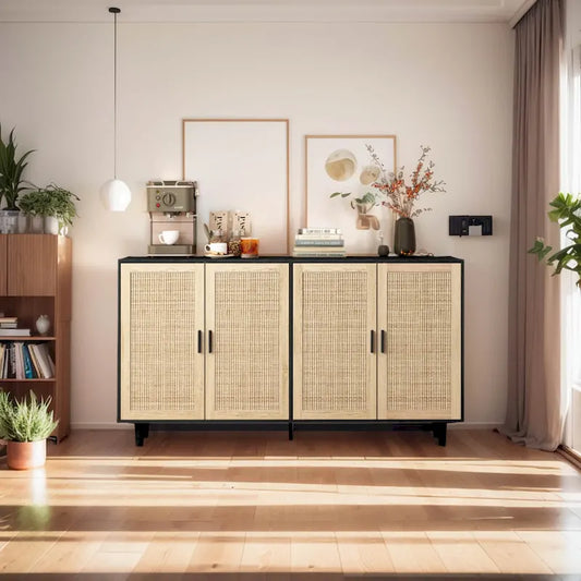 62.20 Elegant and Functional 4-Door Rattan Sideboard/Buffet