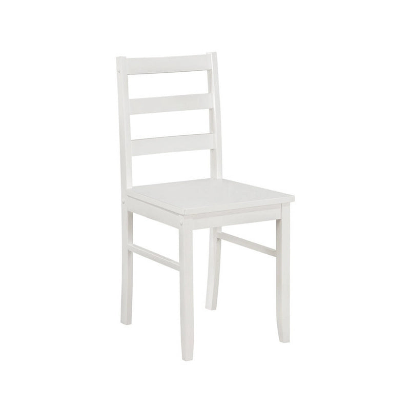 Lav 5 Piece Dining Table and 4 Chair Set, Open Backs, White Solid Wood