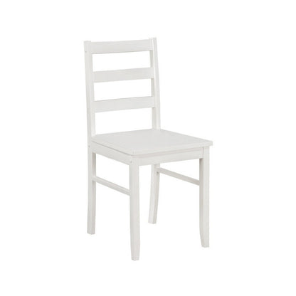 Lav 5 Piece Dining Table and 4 Chair Set, Open Backs, White Solid Wood