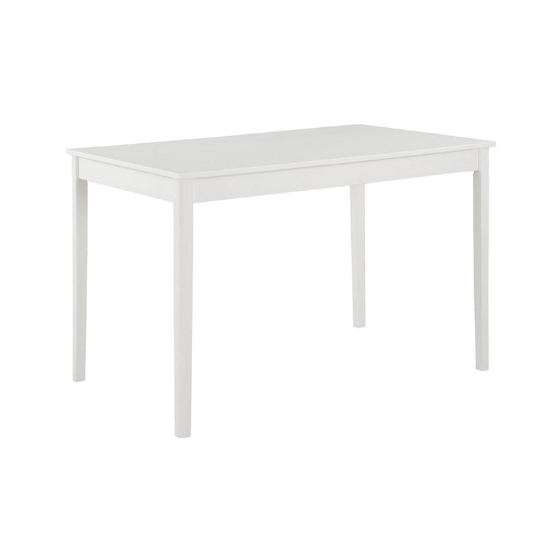 Lav 5 Piece Dining Table and 4 Chair Set, Open Backs, White Solid Wood
