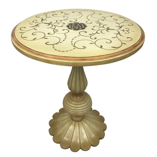 Florentine Hand Painted Wooden Antique Reproduction Accent Round Table