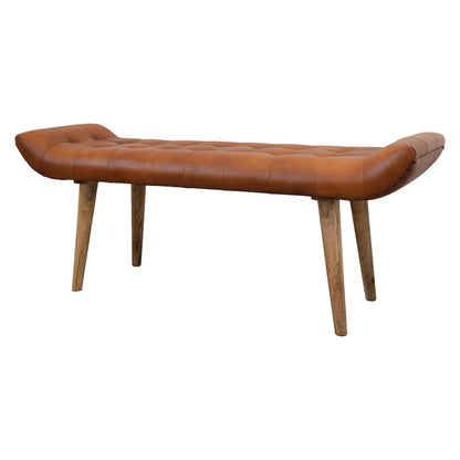 Wood and Goat Leather Bench