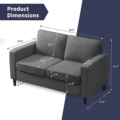 Mixoy Modern Fabric Loveseat Sofa with Armrest Pockets - N/A