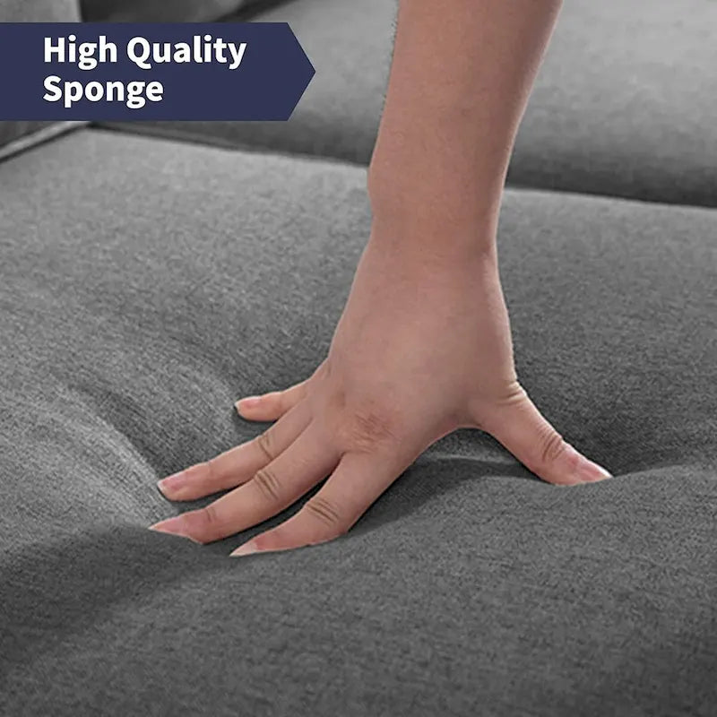 Mixoy Modern Fabric Loveseat Sofa with Armrest Pockets - N/A