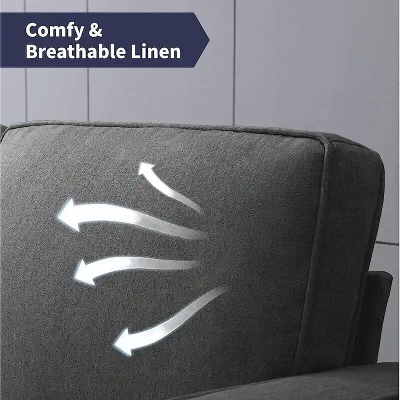 Mixoy Modern Fabric Loveseat Sofa with Armrest Pockets - N/A