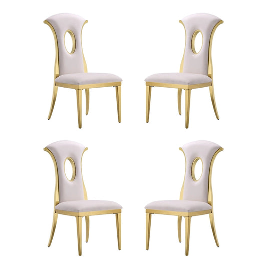 Luxury White Velvet Dining Chairs with Polished Gold Legs