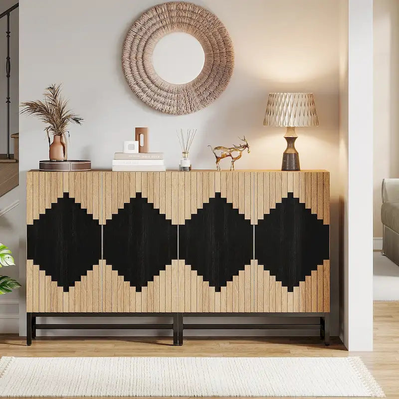 Sideboard Buffet Cabinet with 4 Doors and Adjustable Shelves