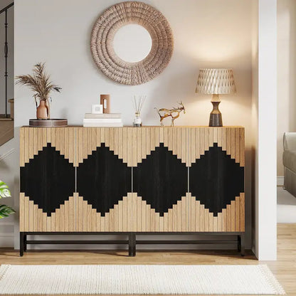 Sideboard Buffet Cabinet with 4 Doors and Adjustable Shelves