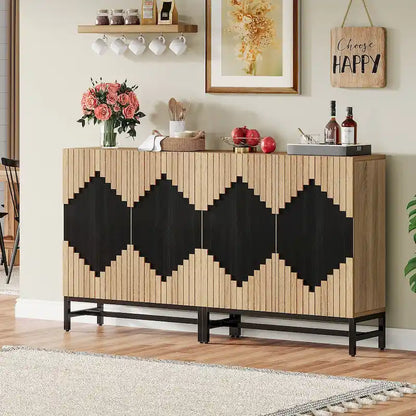 Sideboard Buffet Cabinet with 4 Doors and Adjustable Shelves