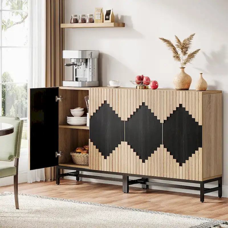 Sideboard Buffet Cabinet with 4 Doors and Adjustable Shelves