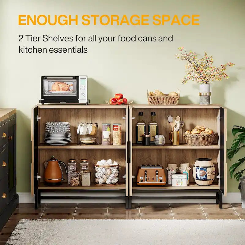 Sideboard Buffet Cabinet with 4 Doors and Adjustable Shelves