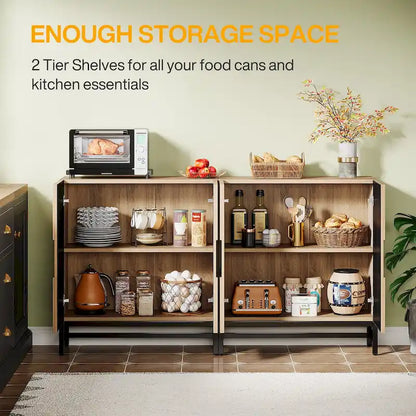 Sideboard Buffet Cabinet with 4 Doors and Adjustable Shelves