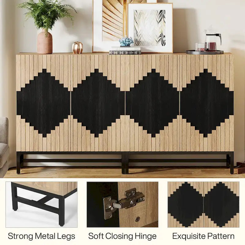 Sideboard Buffet Cabinet with 4 Doors and Adjustable Shelves